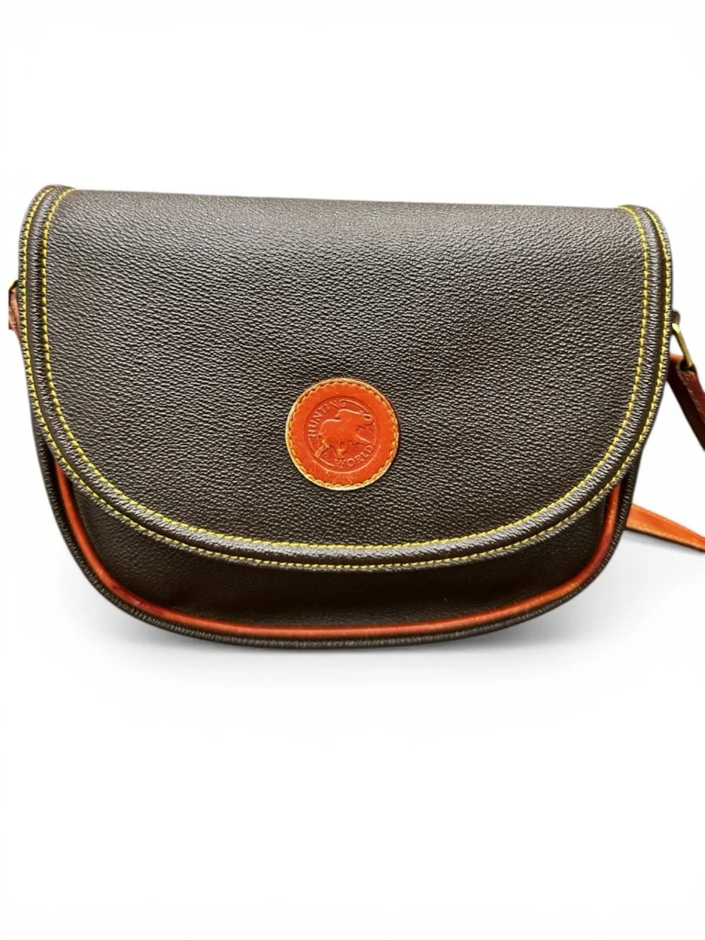 Vintage Hunting World Leather Crossbody Safari Bag Elephant Logo Italy